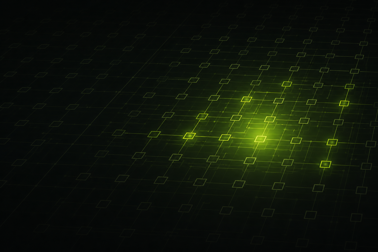 Abstract grid of connected cybersecurity controls aligned into a unified compliance framework